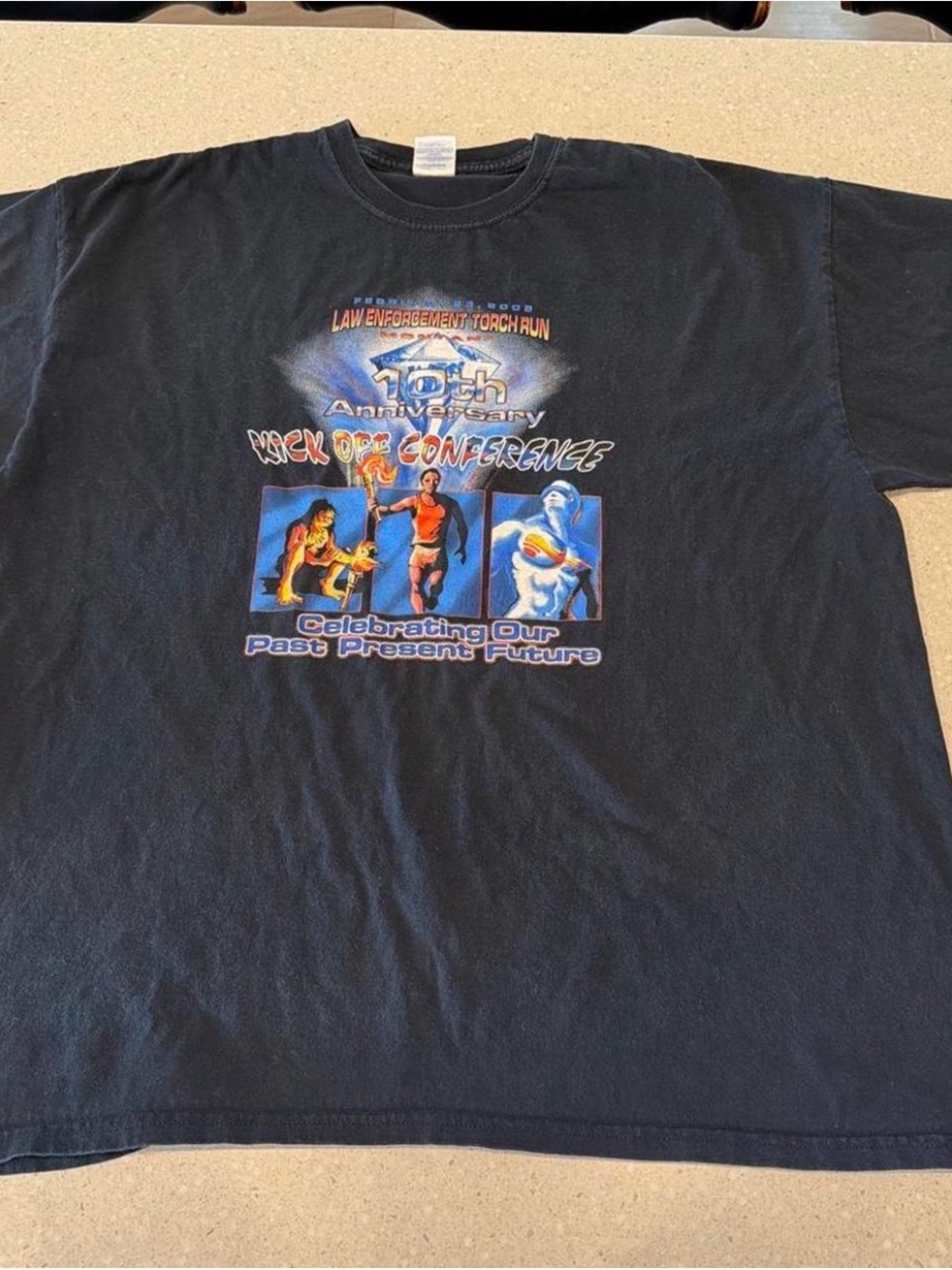 Gildan Black Short Sleeve Tee with Multi-Color Law Enforcement Torch Run Graphic